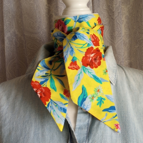 Liberty of London Art Fabric Skinny Scarf Matilda Rose Yellow Bespoke - Picture 6 of 15